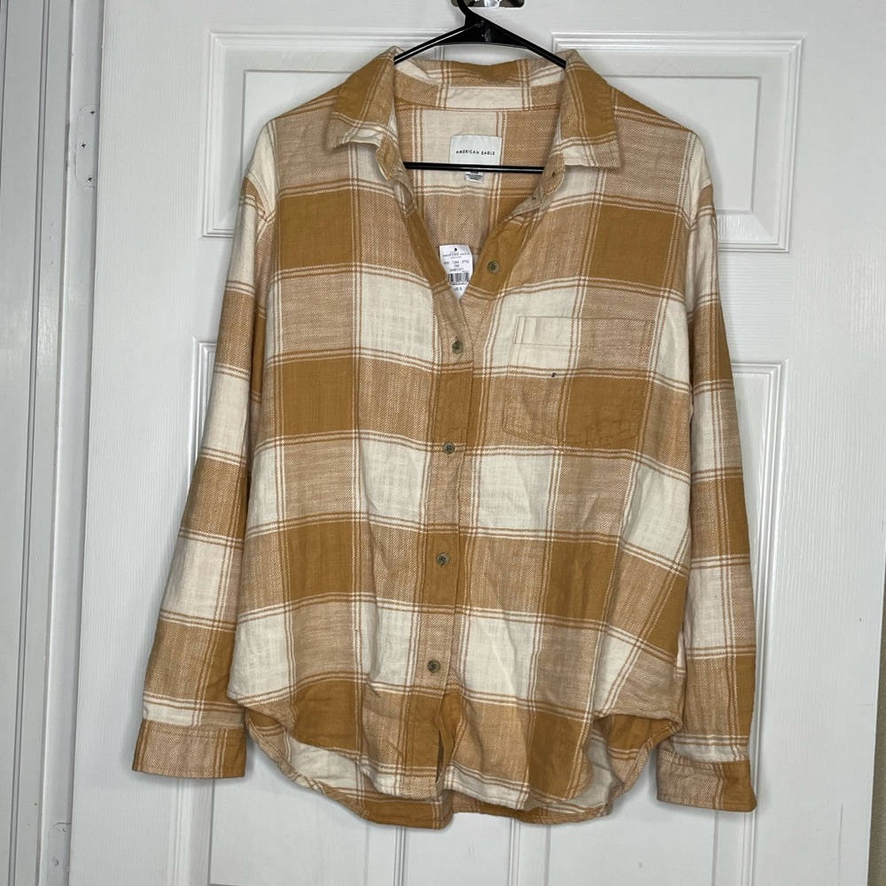 AE Flannel | Sz Small | Yellow & Cream